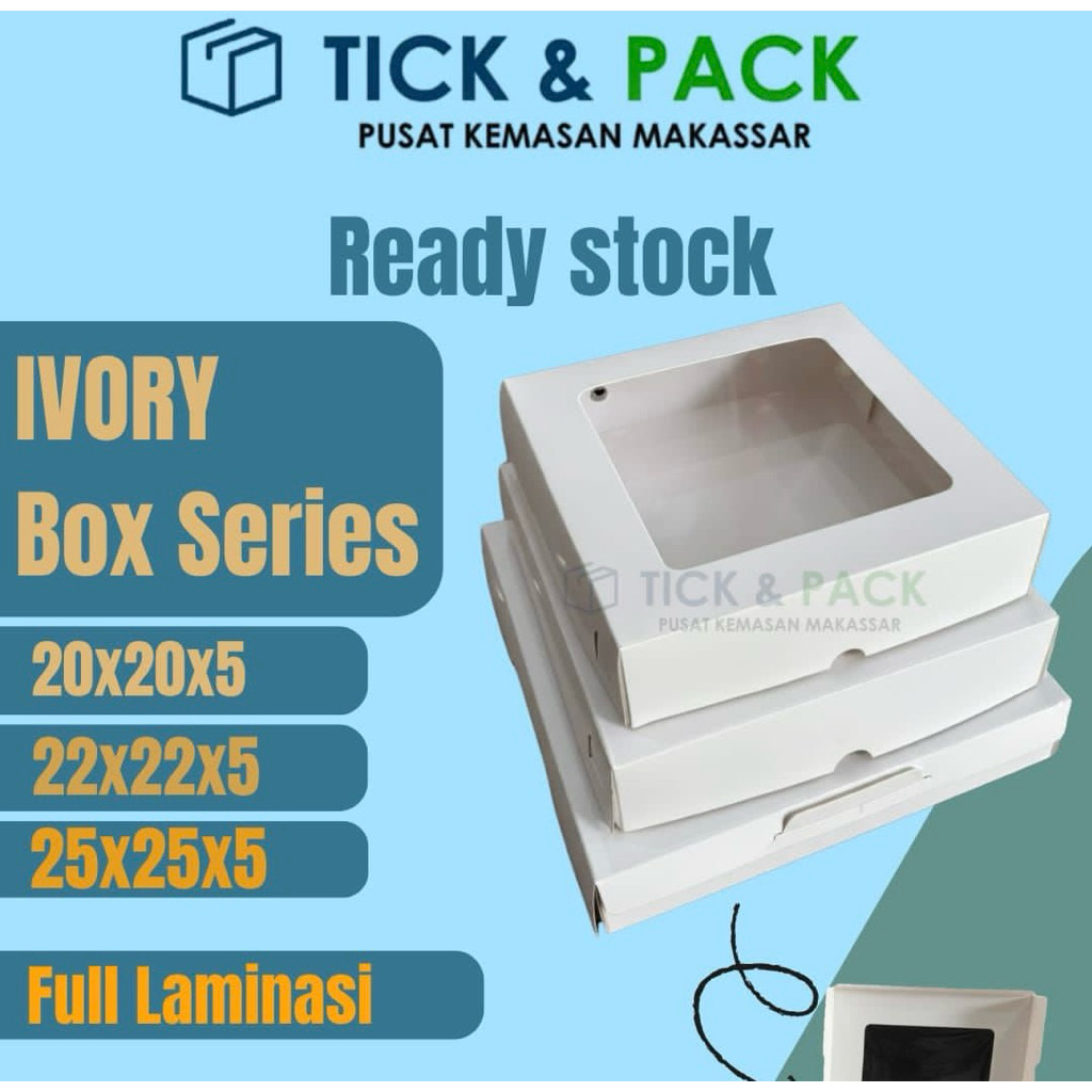 [ isi 10 ] Ivory Box 20 x 20 x 5 | 22 x 22 x 5 | 25 x 25 x 5 Laminasi Jendela Kemasan Box Kue Packag
