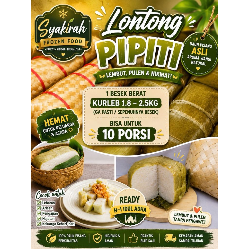 Lontong besek / lontong pipiti untuk idul adha