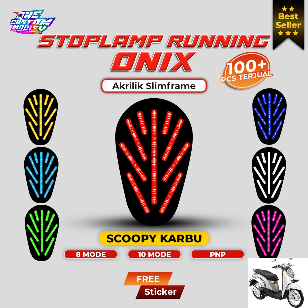 STOPLAMP RUNNING SCOOPY KARBU LAMPU LED REM BELAKANG TAILIGHT MOTOR VARIASI ONE CUSTOM MODIFY