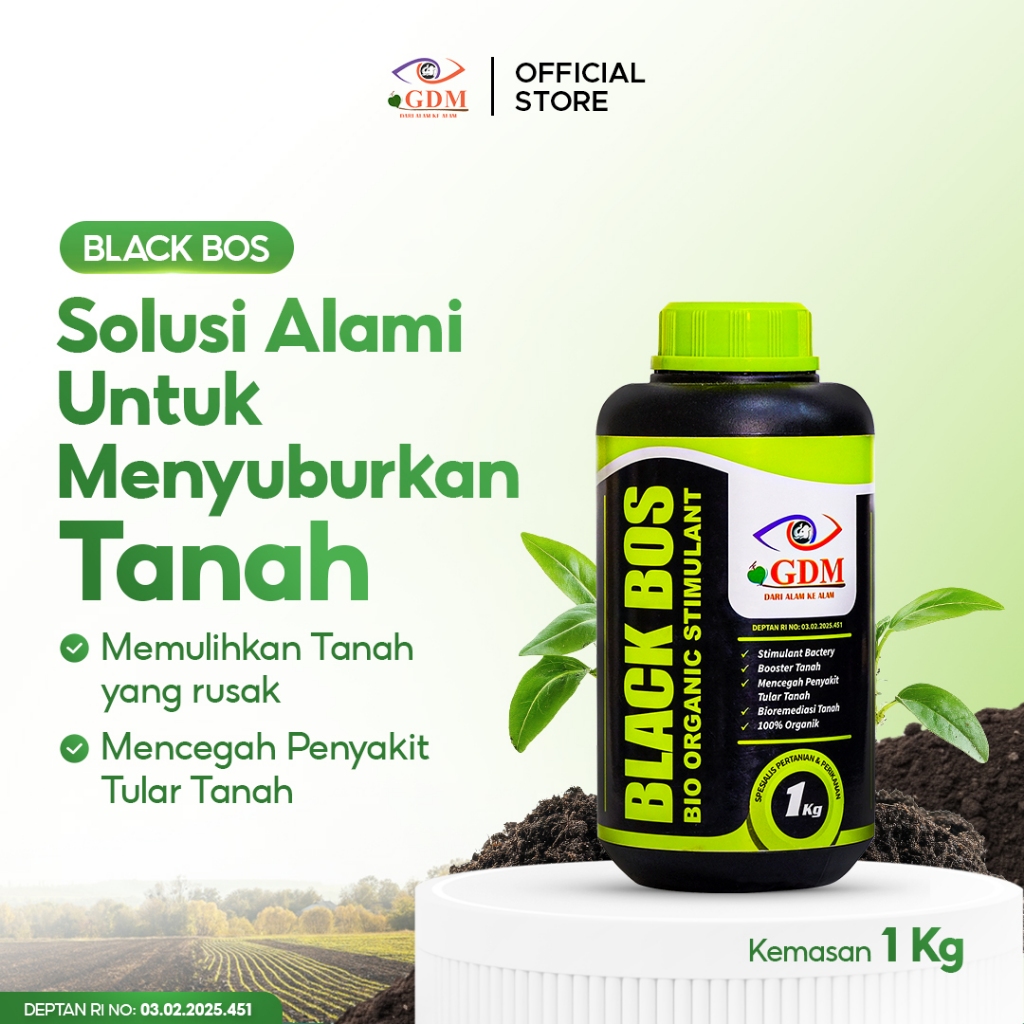 Pupuk Tanah Rusak GDM Black BOS Booster Tanah Subur Anti Penyakit Akar 1kg
