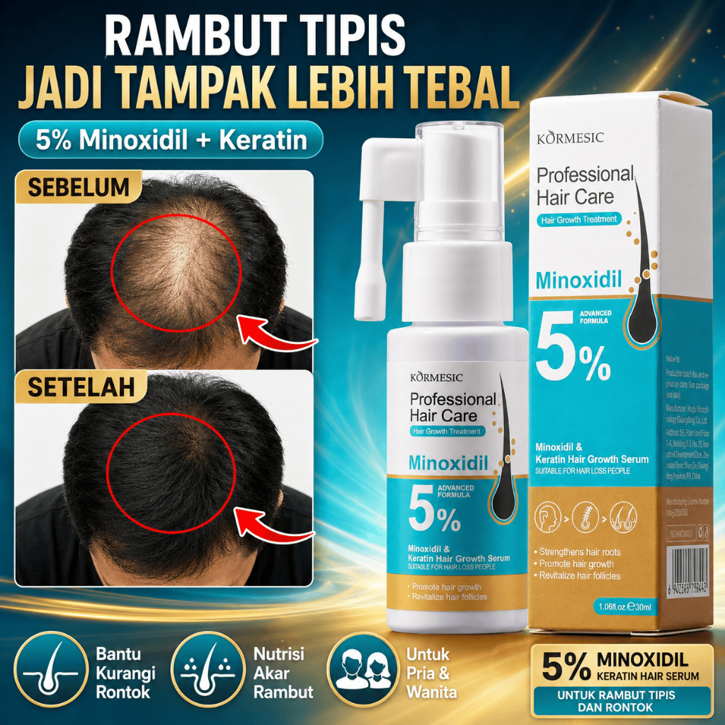Minoxidil 5 Persen Serum Penumbuh Rambut 30ml Keratin Hair Growth Serum Rambut Rontok Tipis Botak Nu