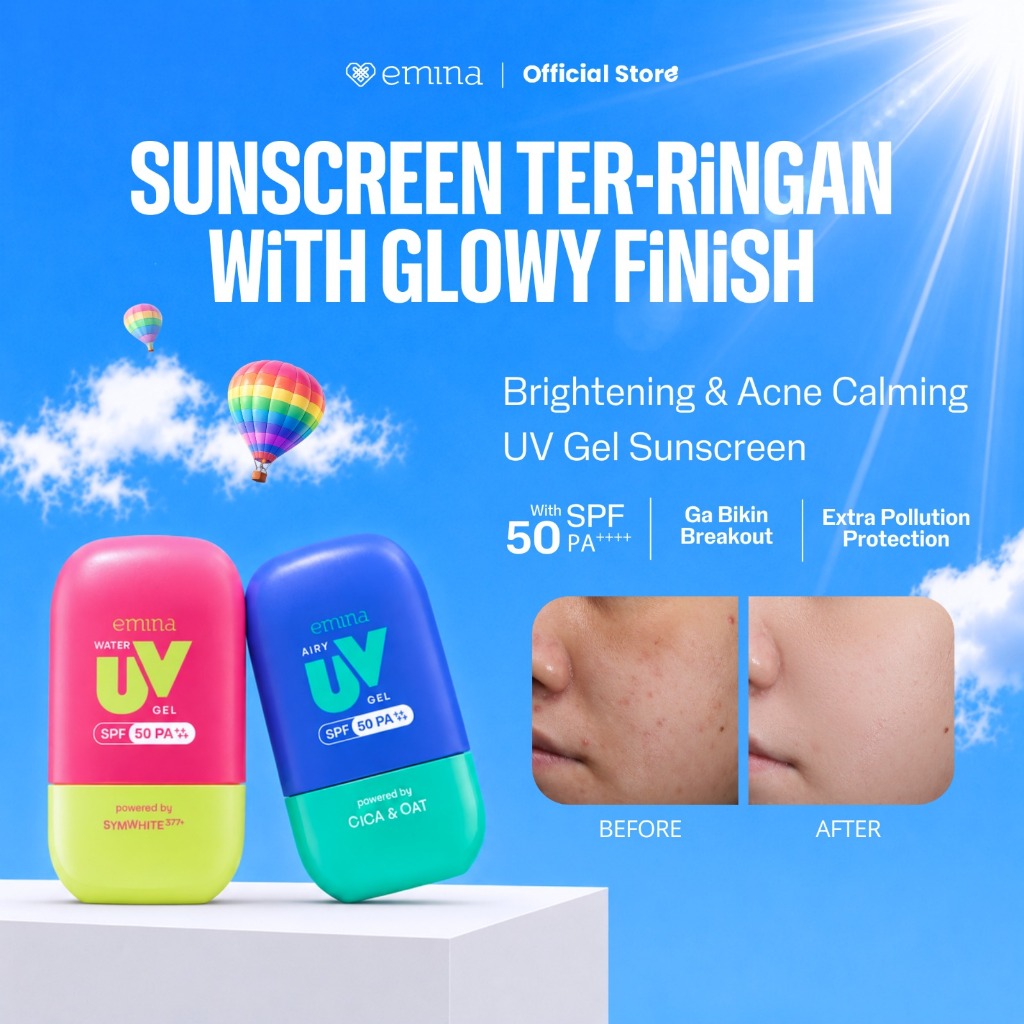[NEW!] EMINA Sunscreen UV Gel SPF 50 PA++++ Series - Sunscreen Wajah, Sunscreen Gel Acne, melindungi