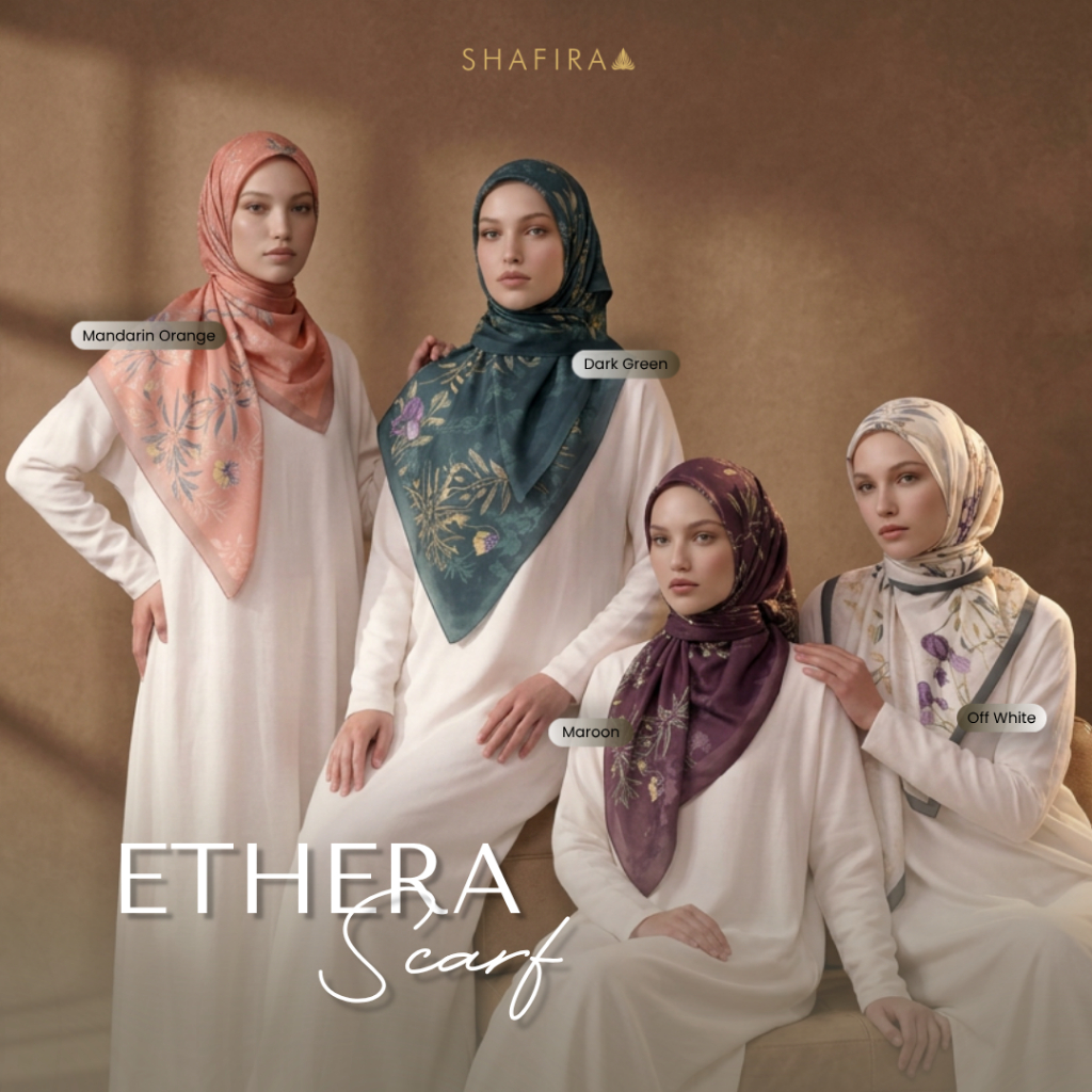 Shafira - Ethera Scarf - Hijab Segi Empat Motif - Bahan Voal