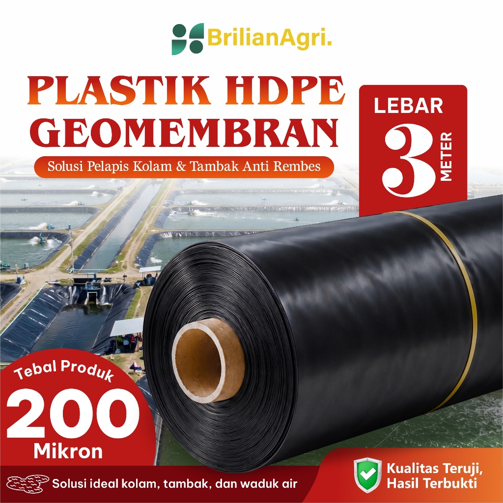 GEOMEMBRAN HDPE TEBAL 200 MICRON LEBAR 3 METER