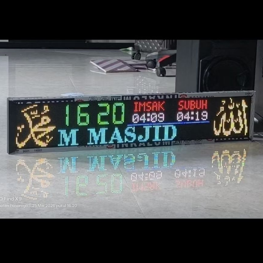JAM MASJID JADWAL WAKTU SHOLAT P5 RGB 20X100CM