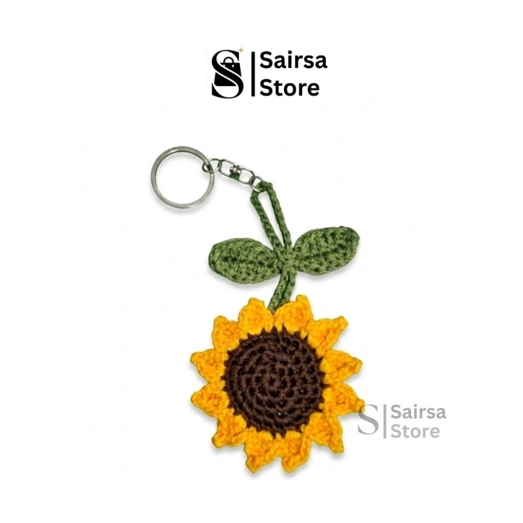 Gantungan Kunci Rajut Bunga Matahari | Keychain Rajut Bunga Matahari
