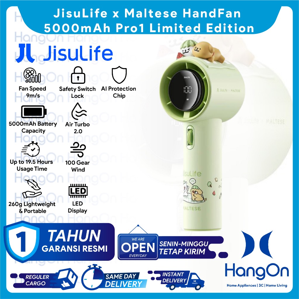 JisuLife x Maltese Pro1 Limited Edition HandFan 5000mAh Kipas Tangan Mini Handheld Fan Layar LED Scr