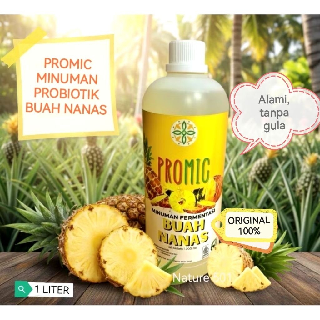 PROMIC / MINUMAN PROBIOTIK RASA BUAH NANAS, 1 LITER, ORIGINAL 100%