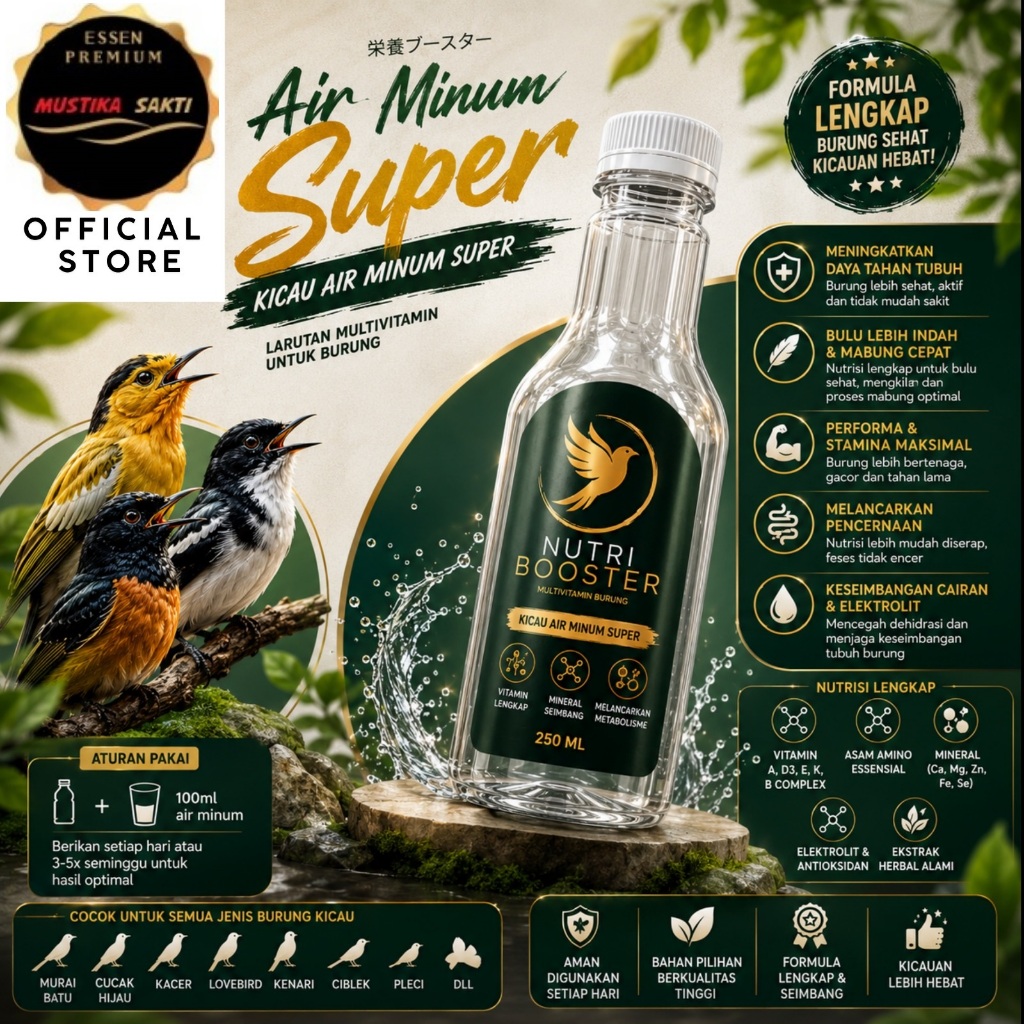 MUSTIKA - LARUTAN BURUNG Nutri Booster Air Sakti Burung / Air Minum Khusus Burung Kicau - Vitamin Do