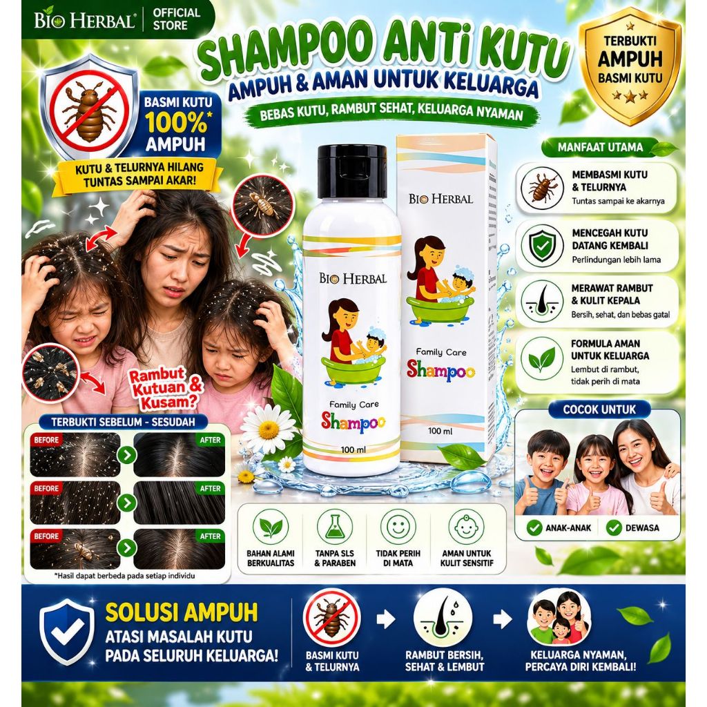 Sampo Penghilang Kutu Rambut Anak Ampuh - Bio Herbal Family Care