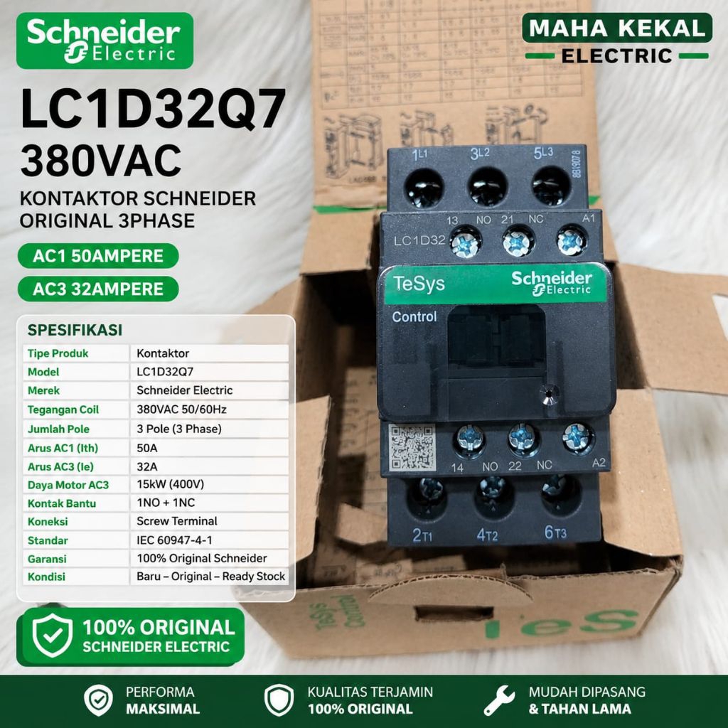kontaktor 50a  3phase lc1d32q7 3phase 380vac kontaktor Schneider lc1d32q7 kontaktor Schneider lc1d32