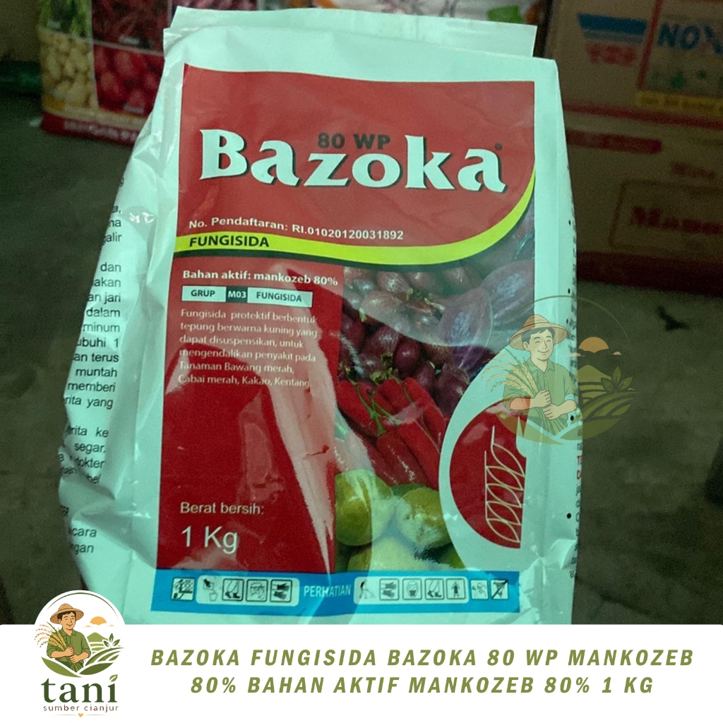 BAZOKA FUNGISIDA BAZOKA 80 WP MANKOZEB 80% BAHAN AKTIF MANKOZEB 80% 1 KG