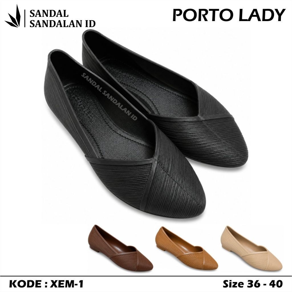 PORTO LADY Sepatu Wanita Terbaru Sepatu Karet Model Flat Shoes PORTO LADY XEM