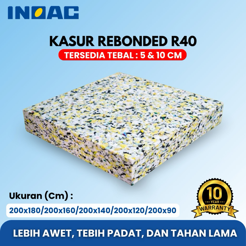 INOAAC Kasur Busa Rebonded R40 Tebal 5 & 10cm Awet Tidak Mudah Kempes Lebih Awet Tahan Lama 180-90cm