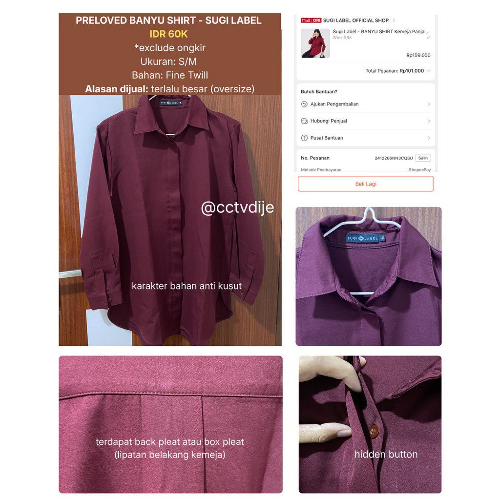 preloved kemeja wanita oversize SUGI LABEL