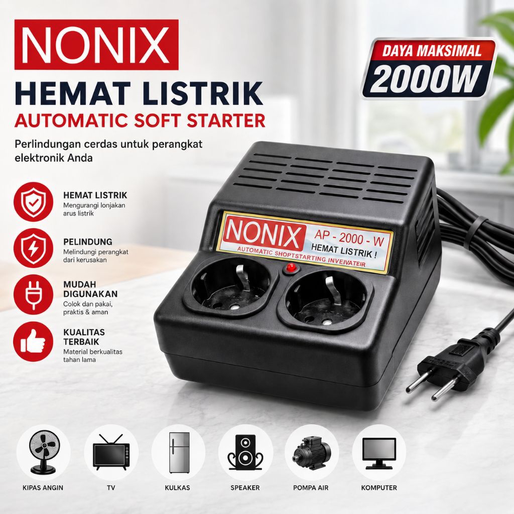 Anti Jeglek Listrik 450 900 VA Automatic Soft Start Inverator Nonix 2000W Penguat Daya Penghemat Lis