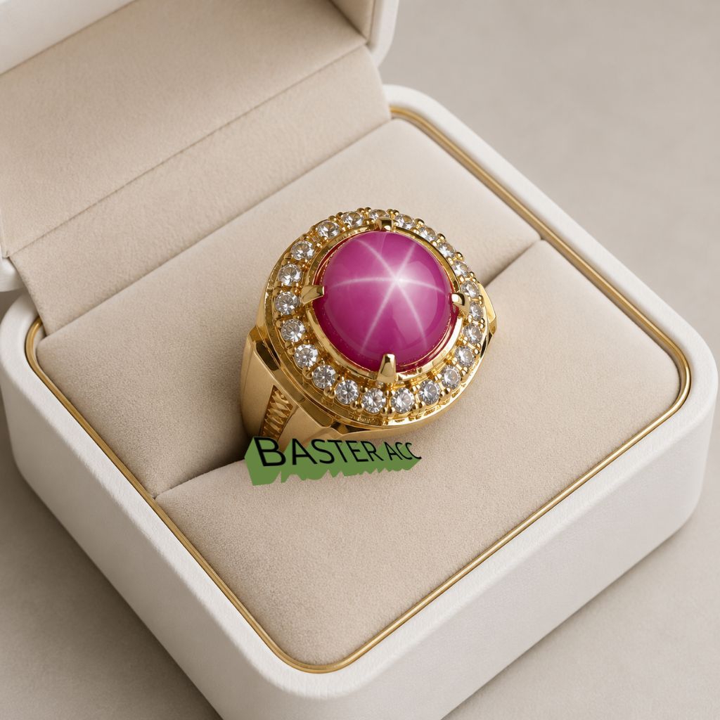 CINCIN BATU PINK RUBY AMERICAN STAR DM 10X12 MEWAH DAN ELEGAN
