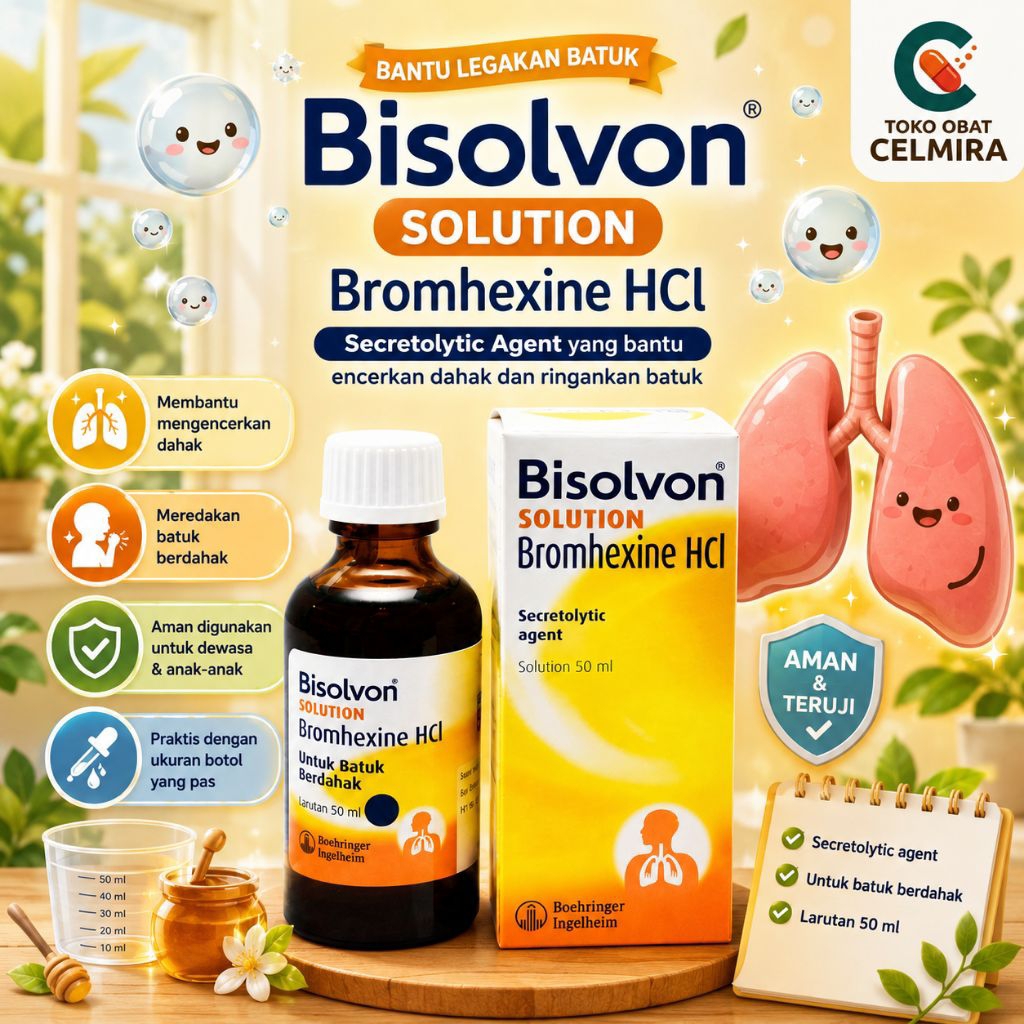 Bisolvon Solution 50ml - Cairan Untuk Nebulizer / Alat Uap Batuk Berdahak
