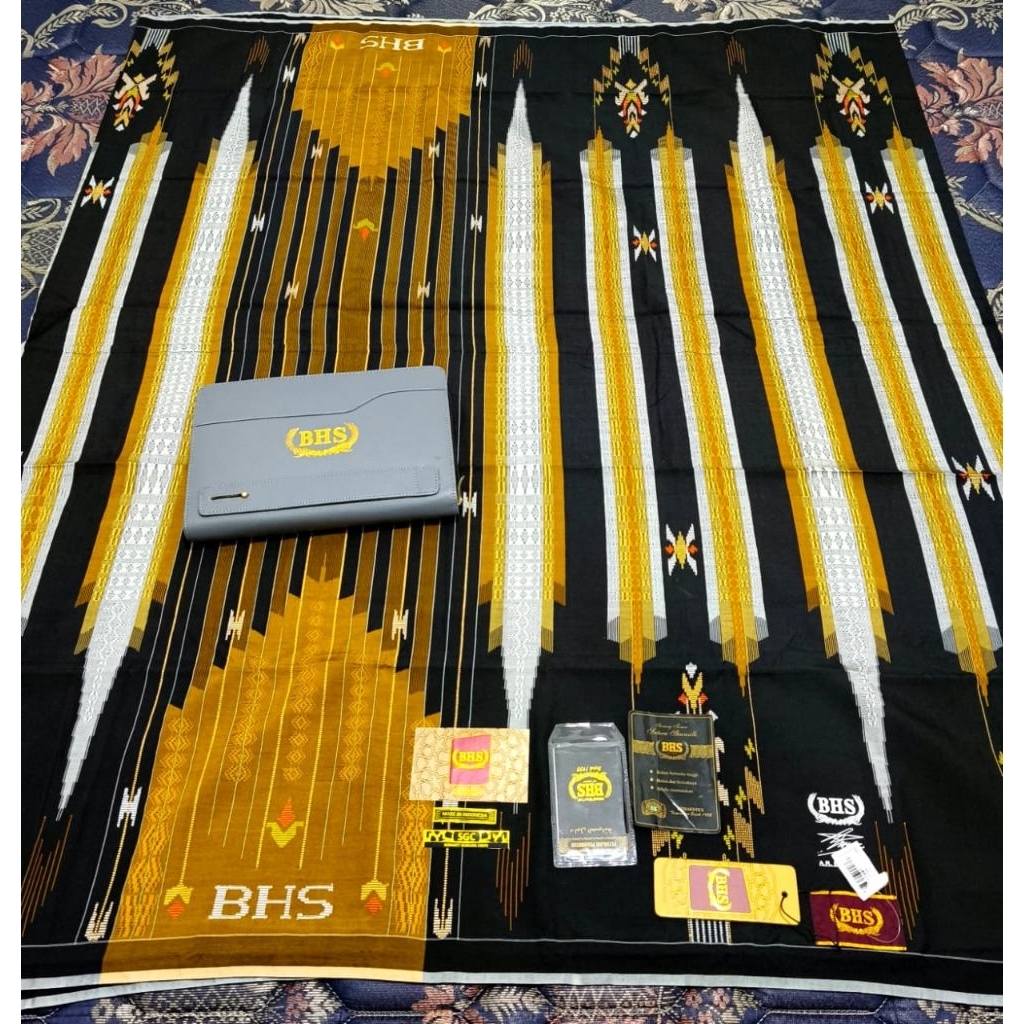 Sarung BHS Spunsilk SGC Gold Hitam Lawas Sutra Spunsilk Jahit Tengah ATBM Limited (Bisa COD)