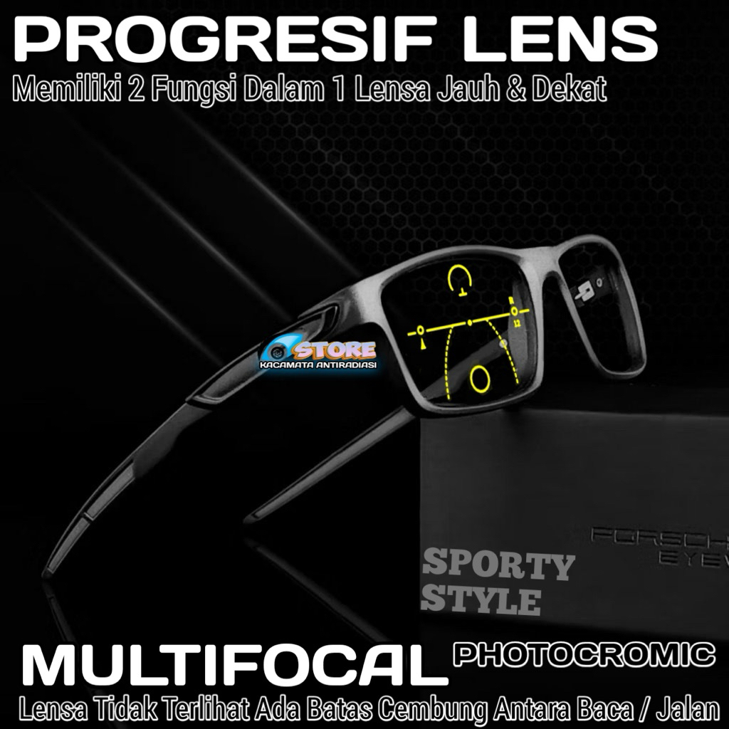 Kacamata Sporty OK Kacamata Progresif Photocromic Antiradiasi Kacamata Jauh Sedang Dan Dekat Photocr