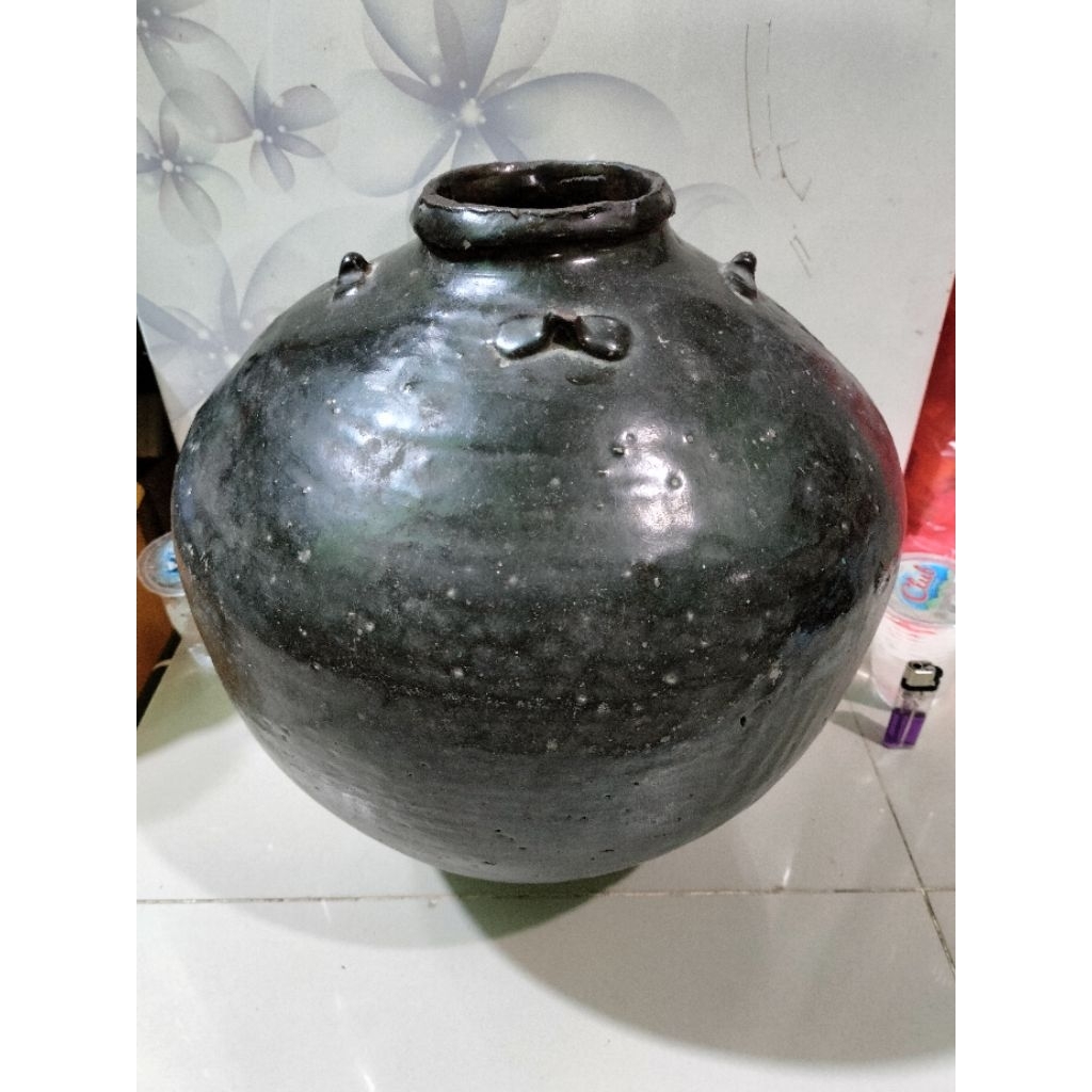 Guci kuno china dinasti song hitam temuan sungai t.38cm