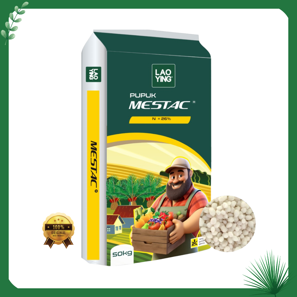 Pupuk Mestac Urea 26% Nitrogen Granul Hijau Repack 1Kg