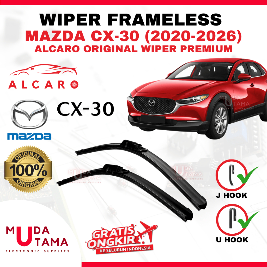 Wiper Frameless MAZDA CX-30 2020 s/d 2026 Original Alcaro - Sapu Kaca MAZDA CX-30 - Wiper MAZDA CX-3