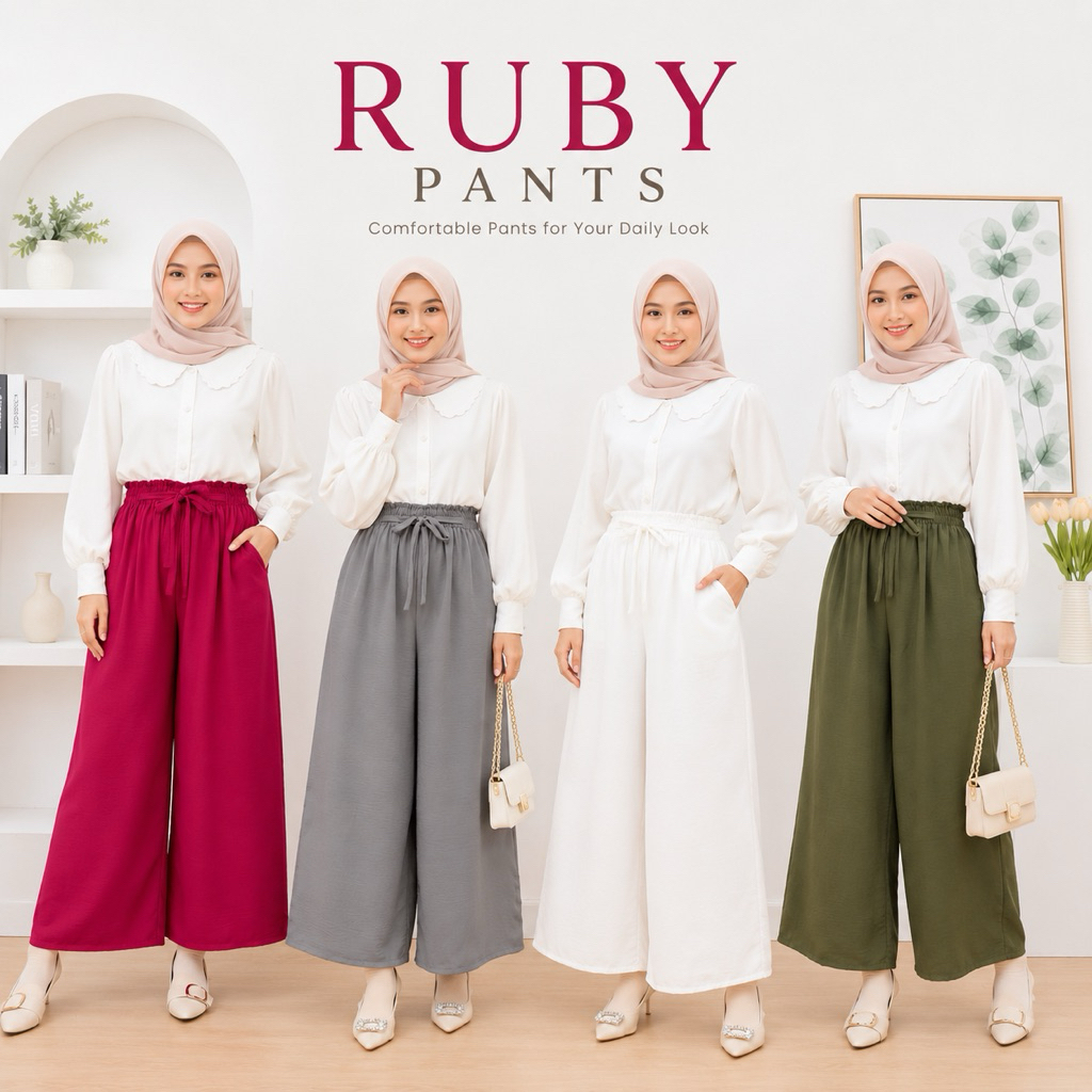 RUBY KULOT CRINCKLE / RUBY HIGHWAIST LOOSE PANTS / CELANA KULOT HIGHWAIST WANITA JUMBO