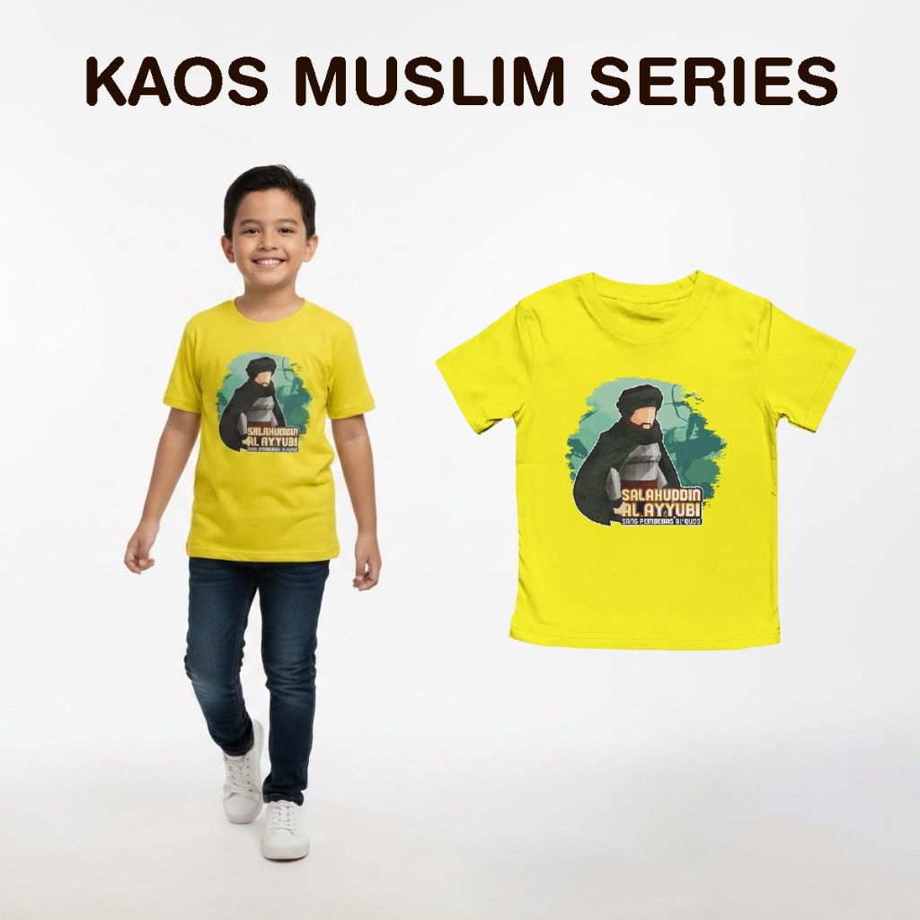 Baju Kaos Anak Laki Laki Karakter Muslim Cowok Terbaru Tangan Pendek Kekinian Salahuddin al ayyubi