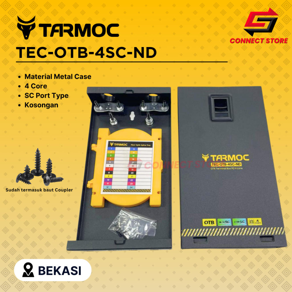 Tarmoc Fiber Optic mini OTB 4 Core SC | Roset FO Besi 4C Kosongan