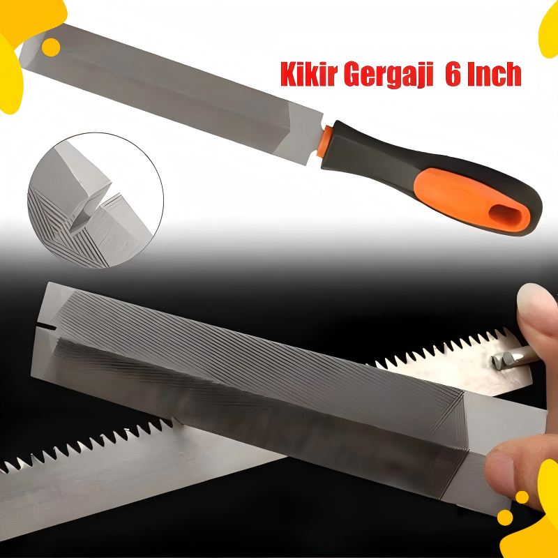 Kikir Gergaji 6 Inch Alat Tangan Tukang Kayu Alat Asah Kir Gergaji Flat Besar Penghalus Kayu Besi Pi