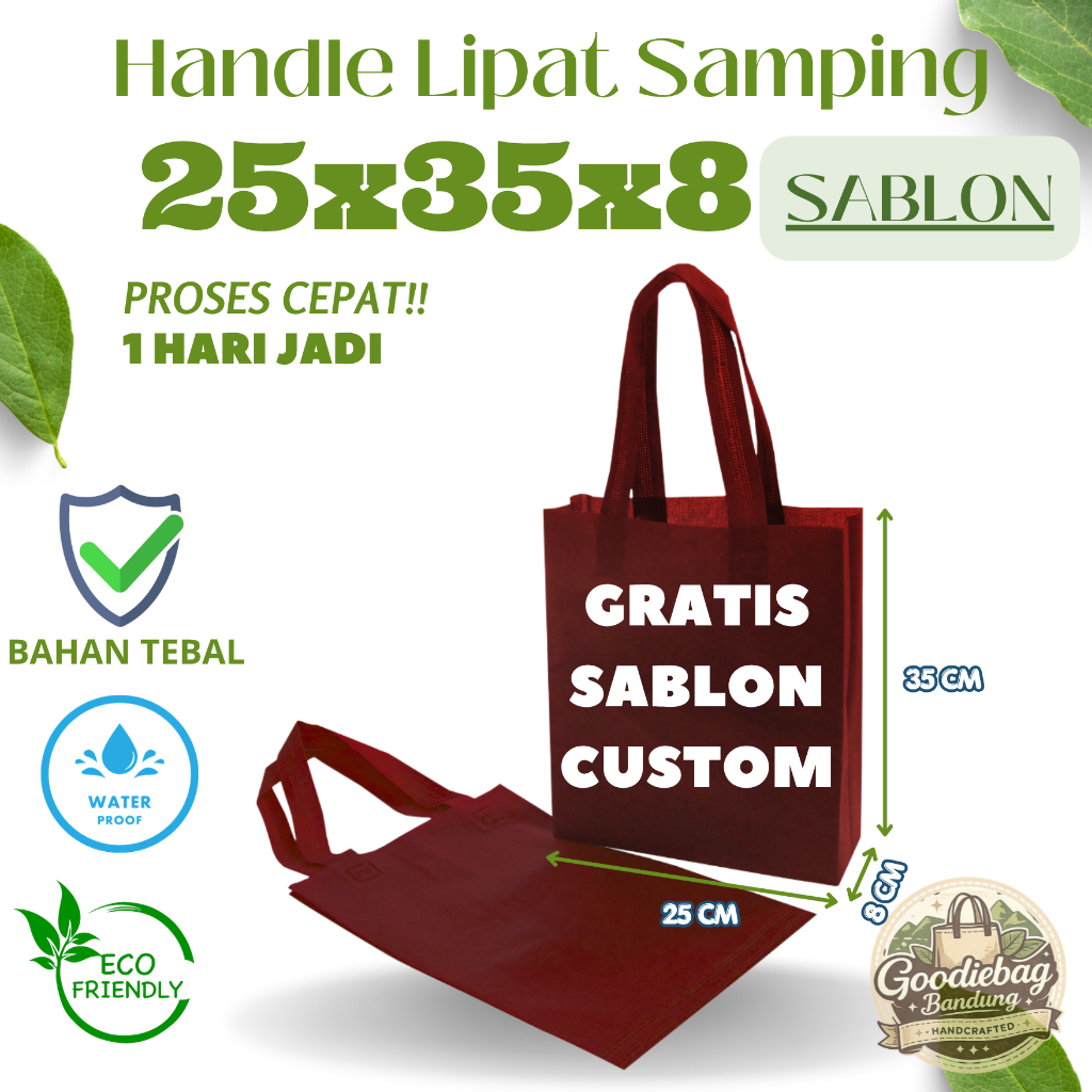 TAS SPUNBOND SABLON CUSTOM 25X35X8/ Tas Goodie Bag custom / TAS SOUVENIR GOODIE BAG / Souvenir Weddi