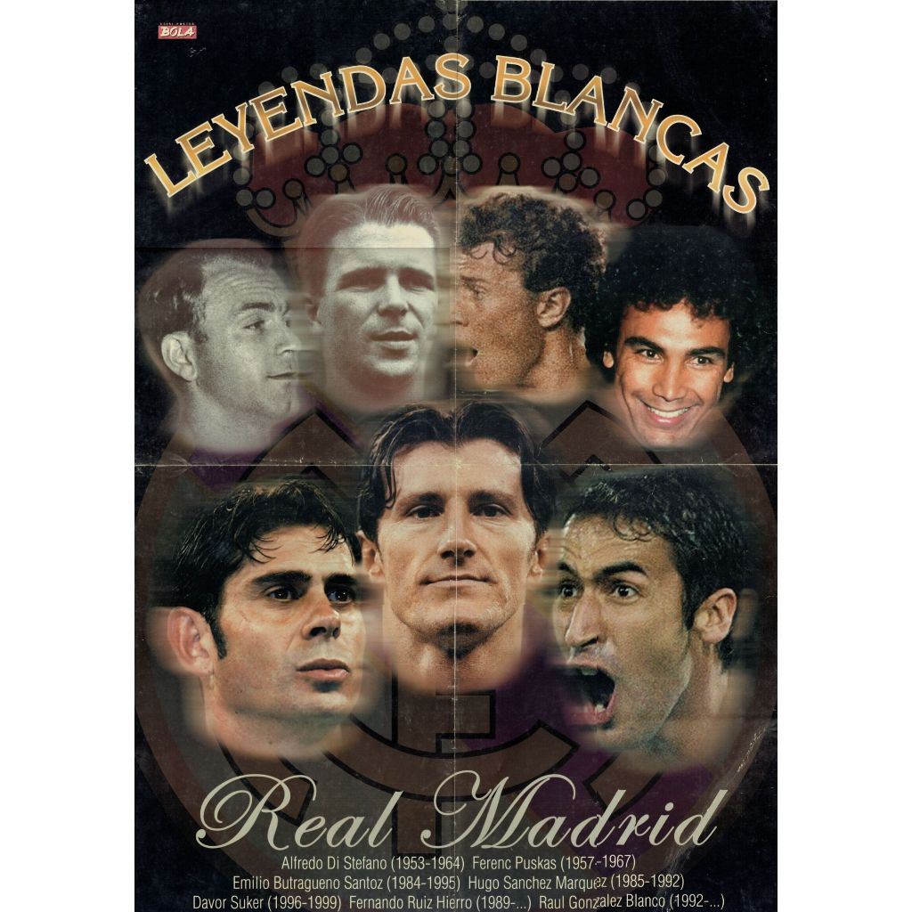 Poster Bola Soccer Real Madrid "Leyendas Blancas" - SUPER JUMBO