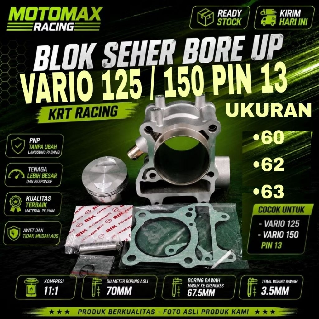 BLOK SEHER BORING BORE UP VARIO 125 150 VARIO 125 VARIO 150 PEN PIN 13 60MM 62MM 63MM