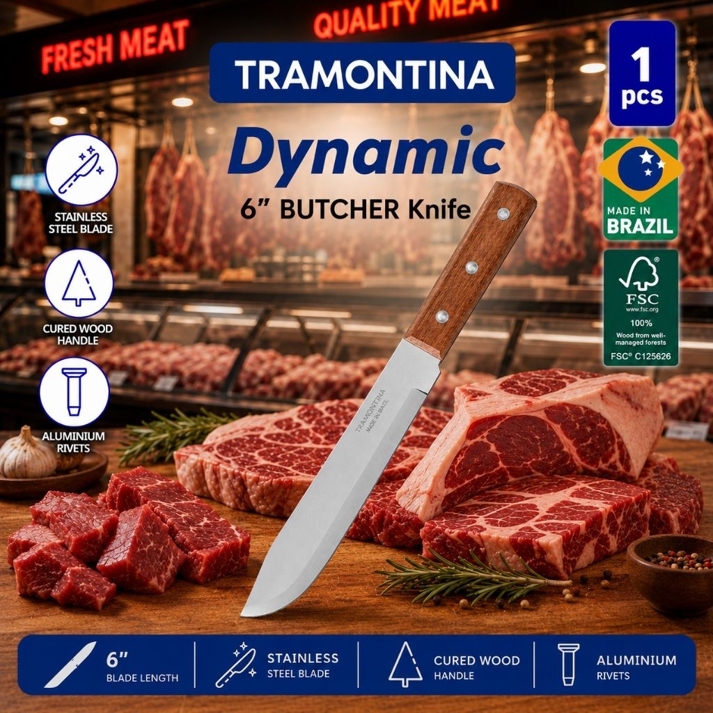 TRAMONTINA BUTCHER KNIFE 6'/ Pisau Potong Daging DYNAMIC BUTCHER KNIFE  22901/006