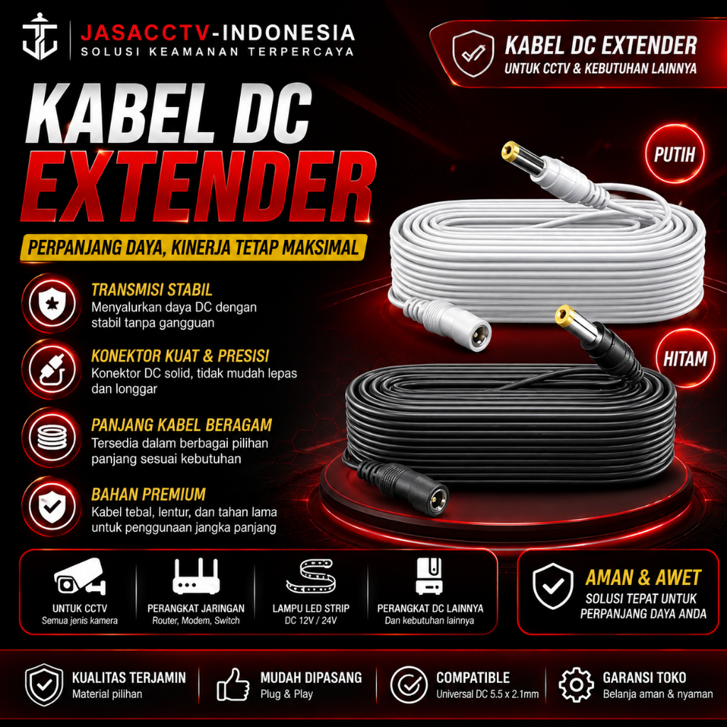 KABEL DC POWER EXTENDER SAMBUNGAN ADAPTOR EXTENSION CCTV LED ROUTER