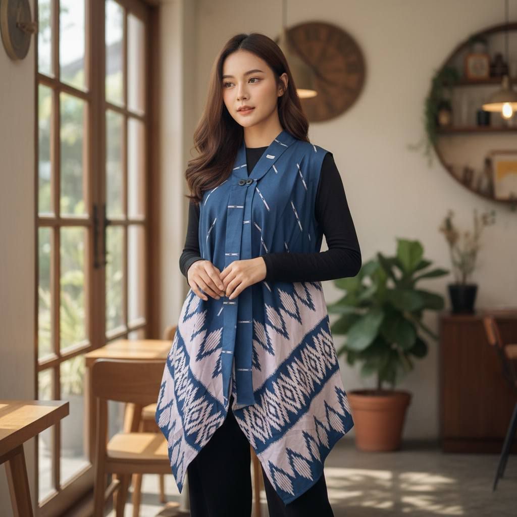 Outer Batik Tanpa Lengan Motif Batik