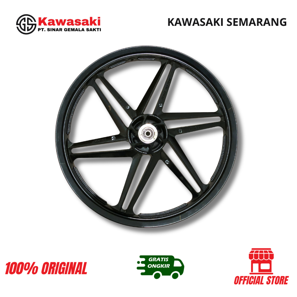 Velg Racing Depan Wheel Assy Front Excel Hitam Kawasaki Edge 112 Original (41073-0024)