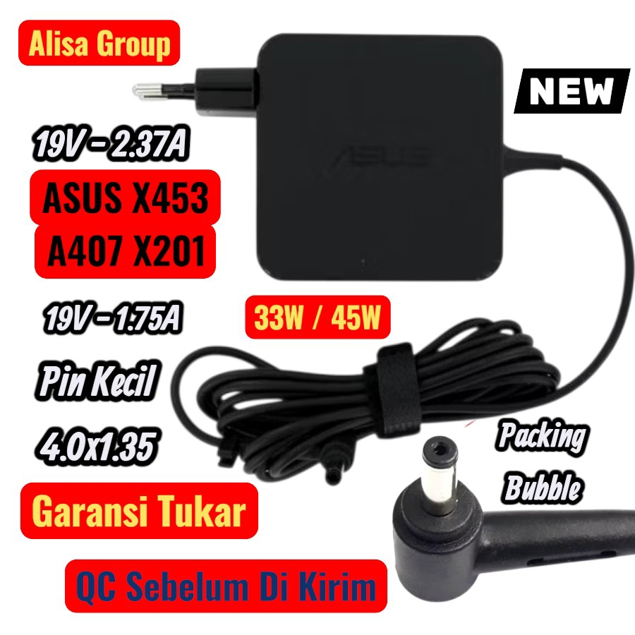 Charger ASUS VivoBook X453M X453S A407M A407MA X200 X201E 33W 45W Pin Kecil Adaptor Cas Laptop ORI