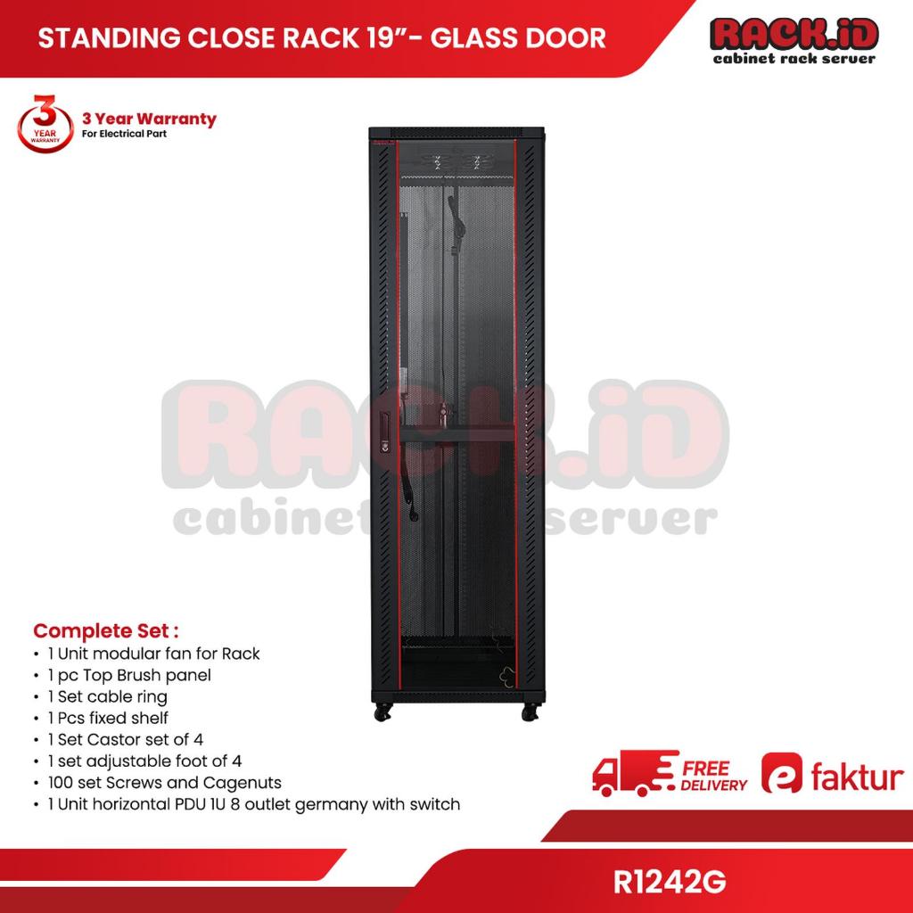 RACK ID Close Rack 42U Depth 1200mm Rak Server Glass Door R1242G