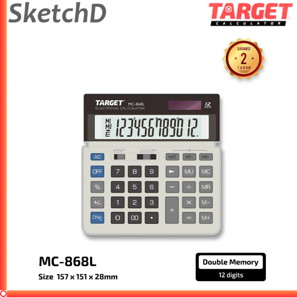 Kalkulator Meja sedang 12 digit target MC888 desk calculator 888 check correct