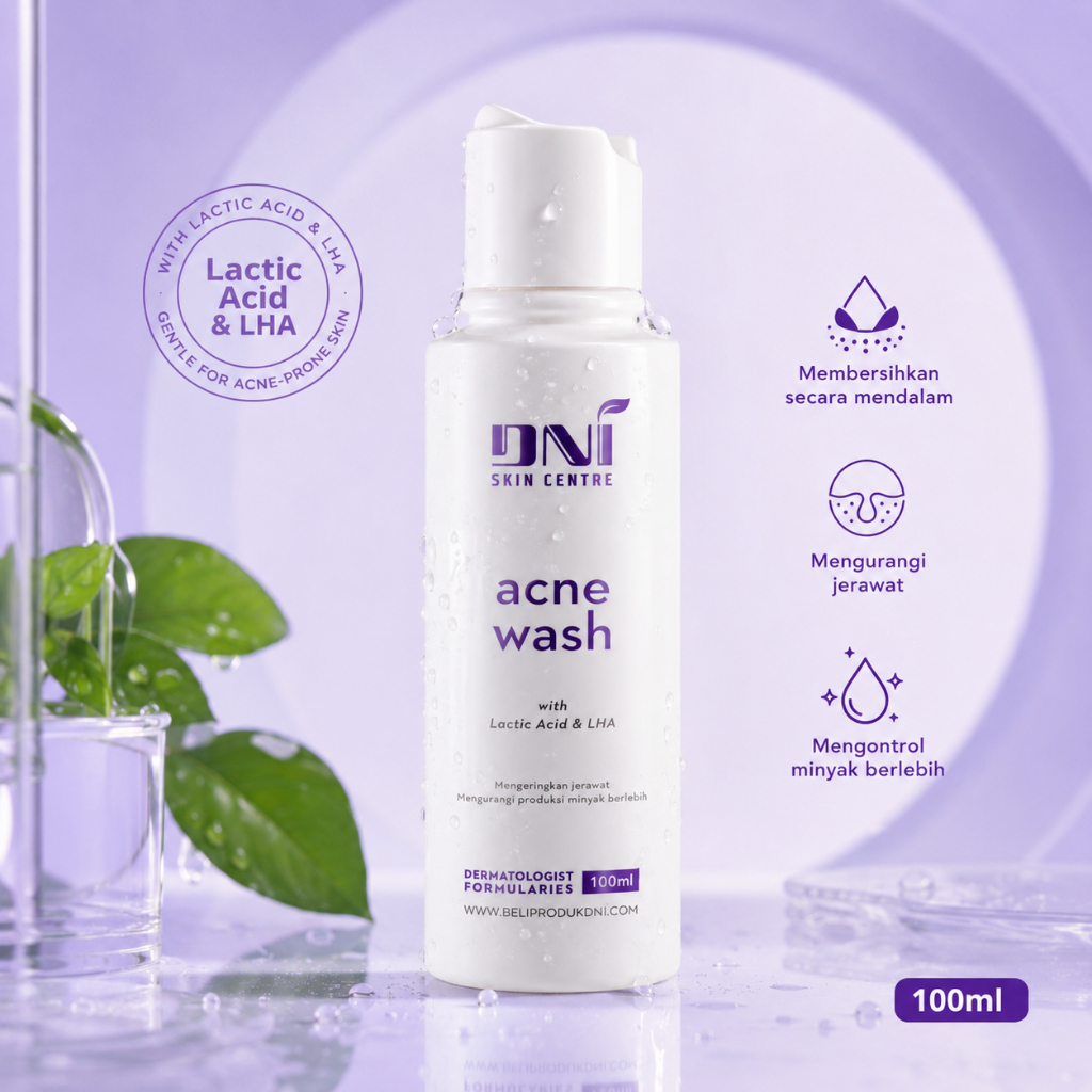 DNI Acne Wash 100ml Facial Wash Jerawat Kulit Berminyak Lactic Acid LHA