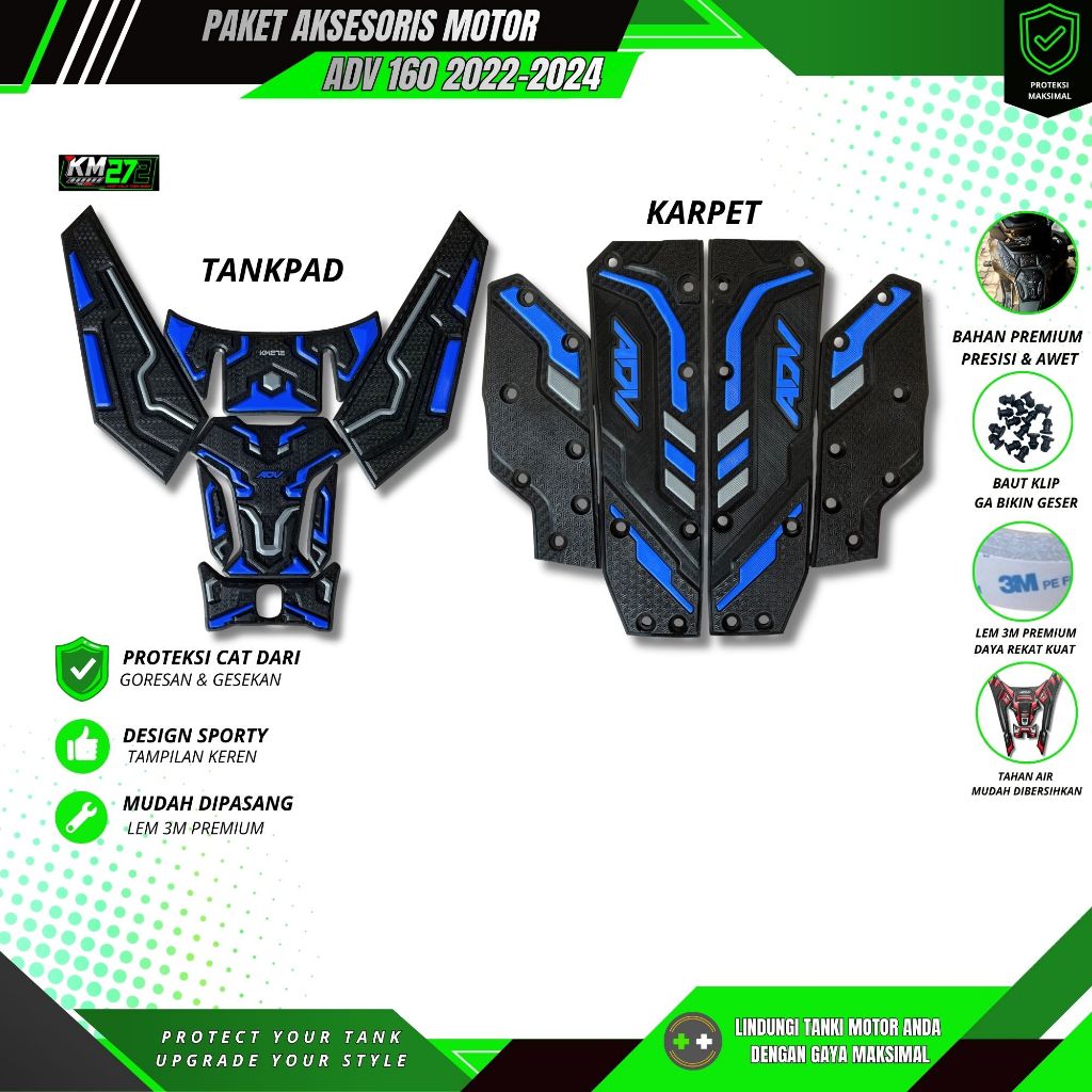 Paket Aksesoris  ADV 160 2022 - 2025  / Karpet & Tankpad ADV 160  Full Karet Premium KM272