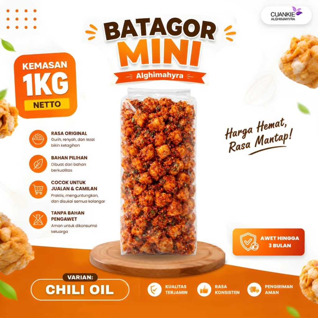 Batagor Mini Kering 1KG Pedas Daun Jeruk renyah dan gurih kriuk
