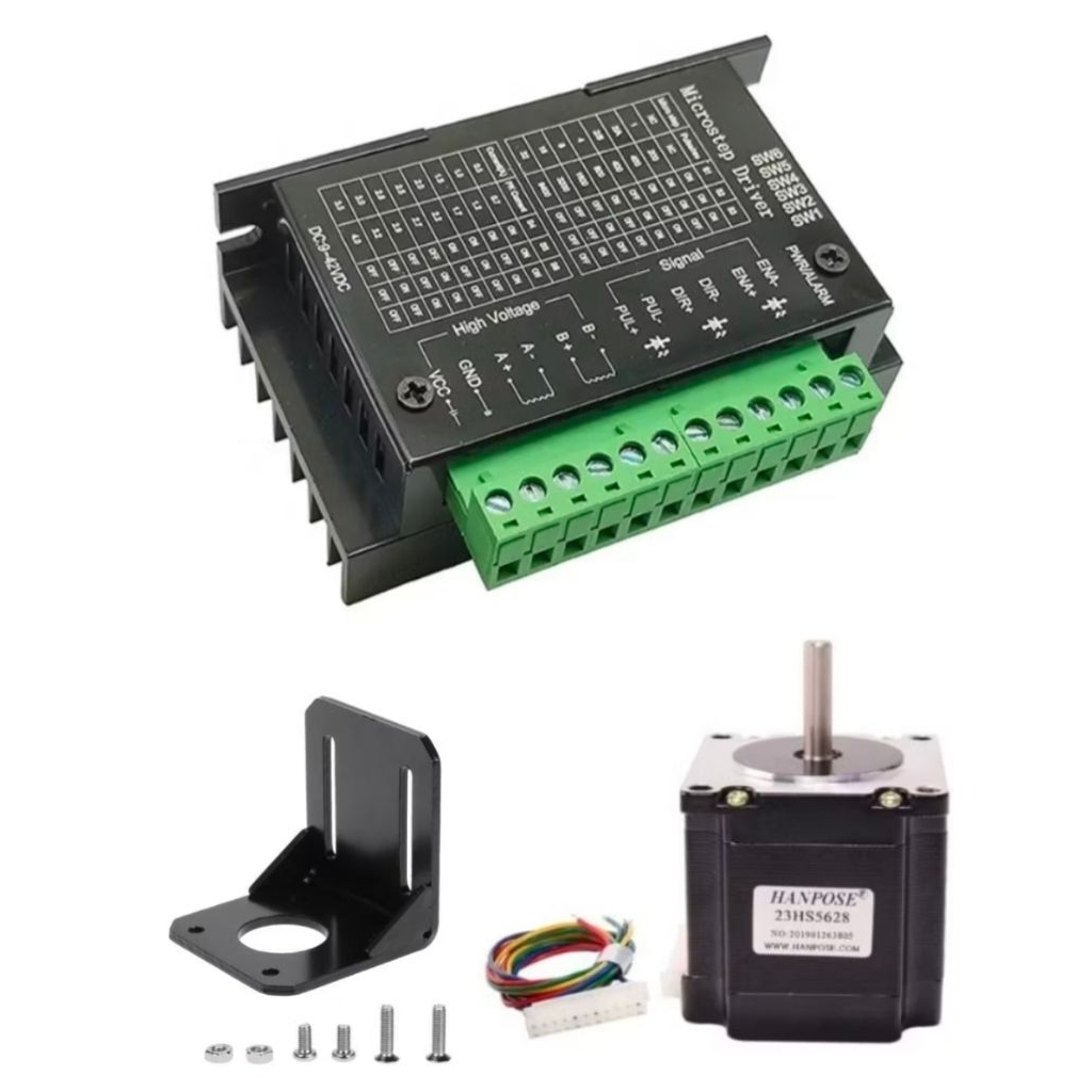 Paket Motor Stepper Nema 23 Model 23HS5628, Driver TB6600, Bracket Motor Nema 23