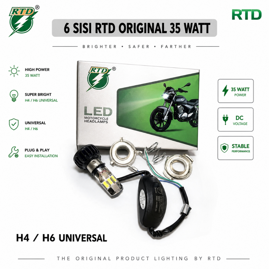 ORIGNAL RAYTON RTD LAMPU LED MOTOR 6 SISI M06E RTD ORIGINAL 35 WATT | LAMPU H6 6 SISI AC DC ORIGINAL