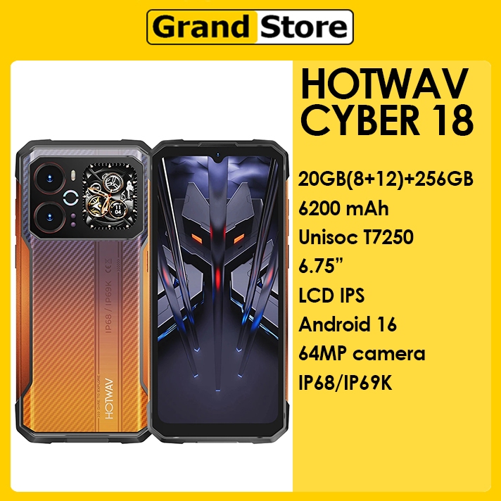 Hotwav Cyber 18 20GB/256GB Unisoc T7250 6.75"LCD IPS 120HZ 6200mAh Android 16