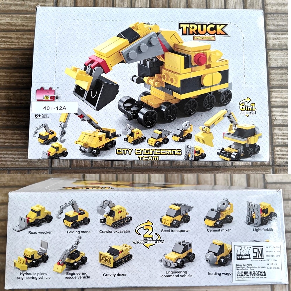 Mainan Brick mobil kontruksi Mini - brick Truck Engineering - brick mobil konstruksi - mainan brick 