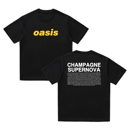 Tshirt Distro Oversize Desain Oasis "Champagne Supernova" Vintage