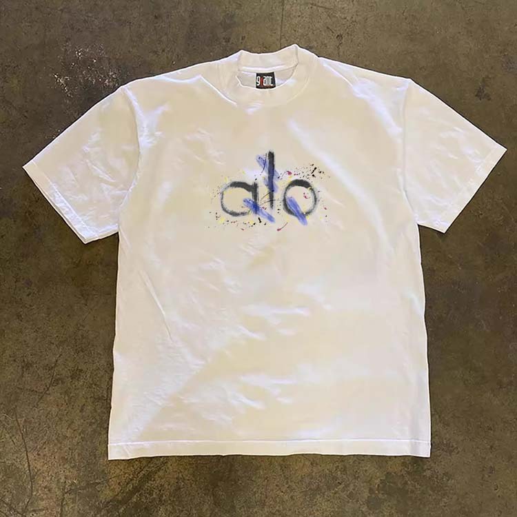 JJ.STORE Kaos Pendek Putih Print Logo Cat Air Viral TikTok Unisex Lengan pendek baju atasan wanita t